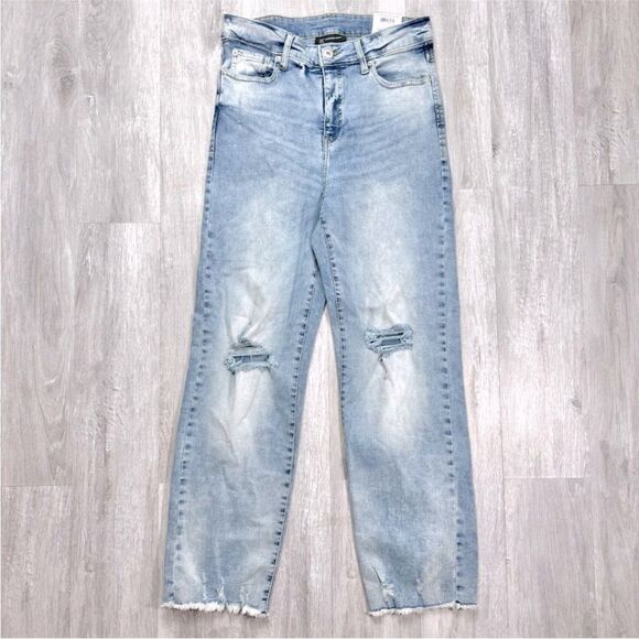 INC Women's NWT High Rise Straight Leg Distressed Jeans 12 - Picture 2 of 4